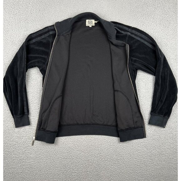 Juicy Couture Womens Jacket Black Large Full Zip Y2K Fleece Terry Track Striped - Picture 4 of 10